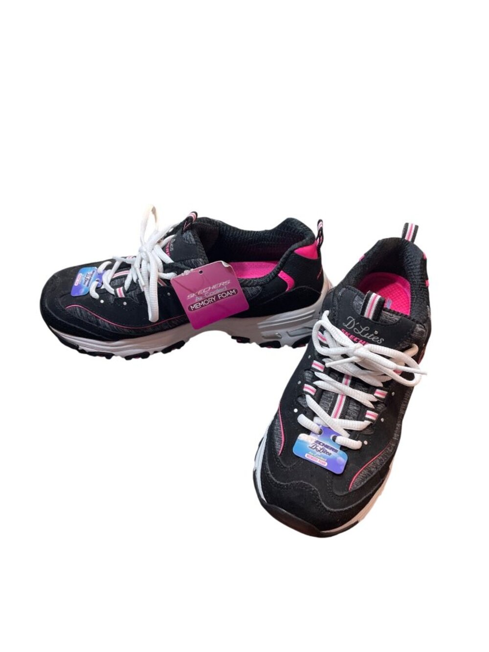 Skechers D'lites wms black pink cooled mem foam low sneakers sz 8.5W SKU 10-376 - Picture 2 of 16